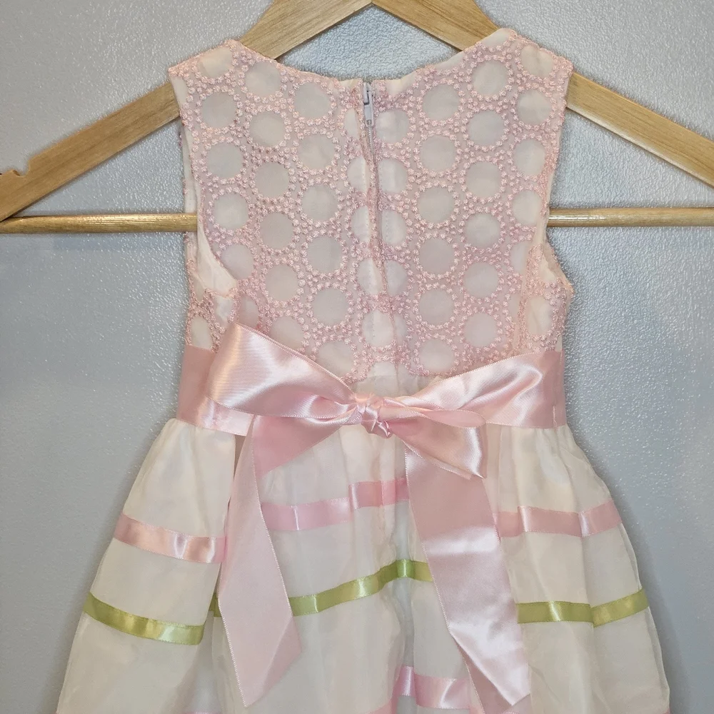Bonnie Jean Satin Ribbon Dress Pink & Green Size 2T - Picture 12 of 15